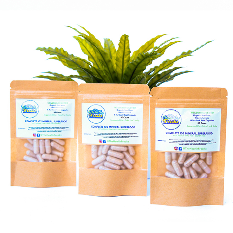 100% Organic Sea Moss, Bladderwrack & Burdock Root Capsules - The Health  Freakz